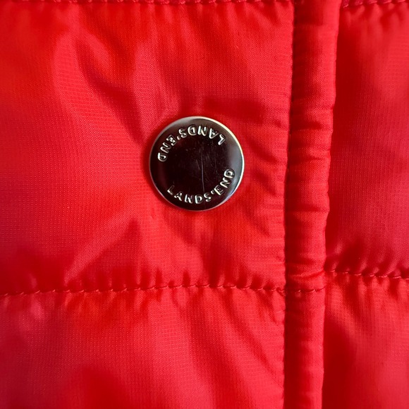 Lands' End PrimaLoft Quilted Coat Red Snap Front Jacket 8P - Picture 5 of 11